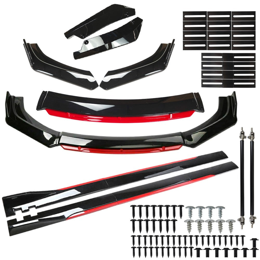 For Nissan Sentra/ Front Bumper Lip Spoiler Body Kit+Side Skirt Glossy Black