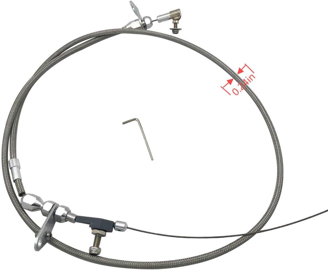 for Chrysler 904 Tranny Kickdown Cable Kit Stainless Braided Kick Down Cable