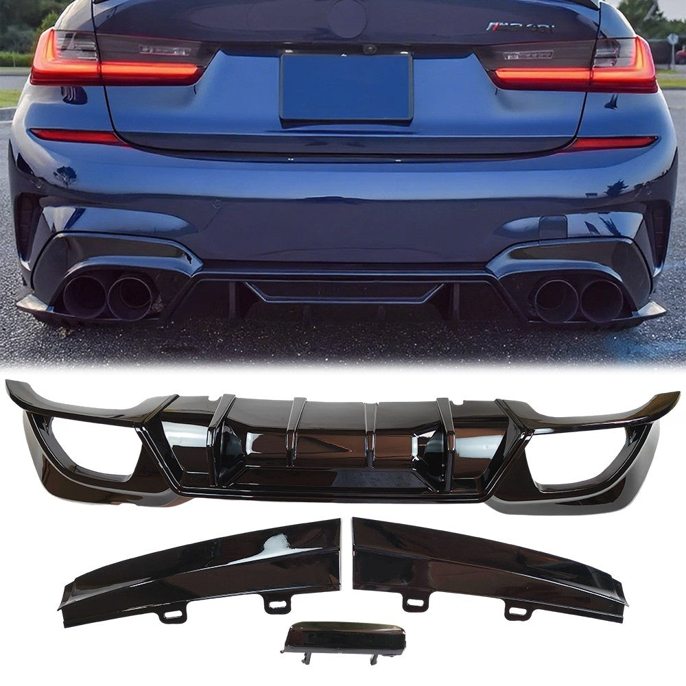 Gloss Black Rear Diffuser For BMW 330e xDrive 2022	Base Sedan 4-Door L4 2.0L