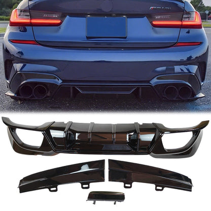 Gloss Black Rear Diffuser For BMW 330e xDrive 2022	Base Sedan 4-Door L4 2.0L