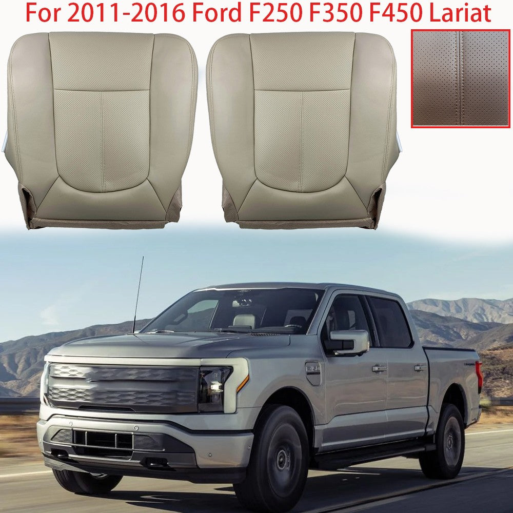 For 2011-2016 Ford F250 Lariat Driver&Passenger Bottom Leather Seat Cover Tan