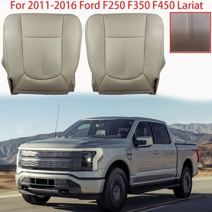 For 2011-2016 Ford F250 Lariat Driver&Passenger Bottom Leather Seat Cover Tan