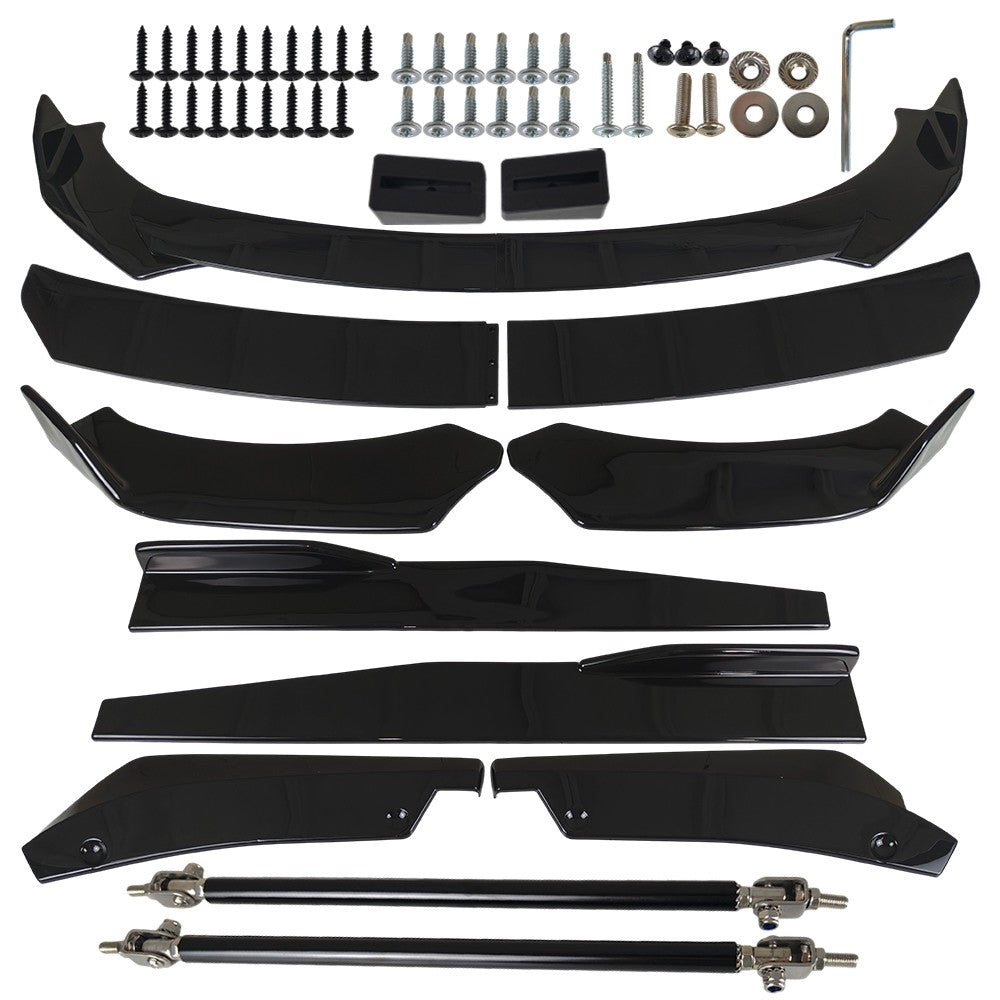 For Dodge Charger 2007-2014 Glossy Black Front Bumper Lip Spoiler Body Kit Side
