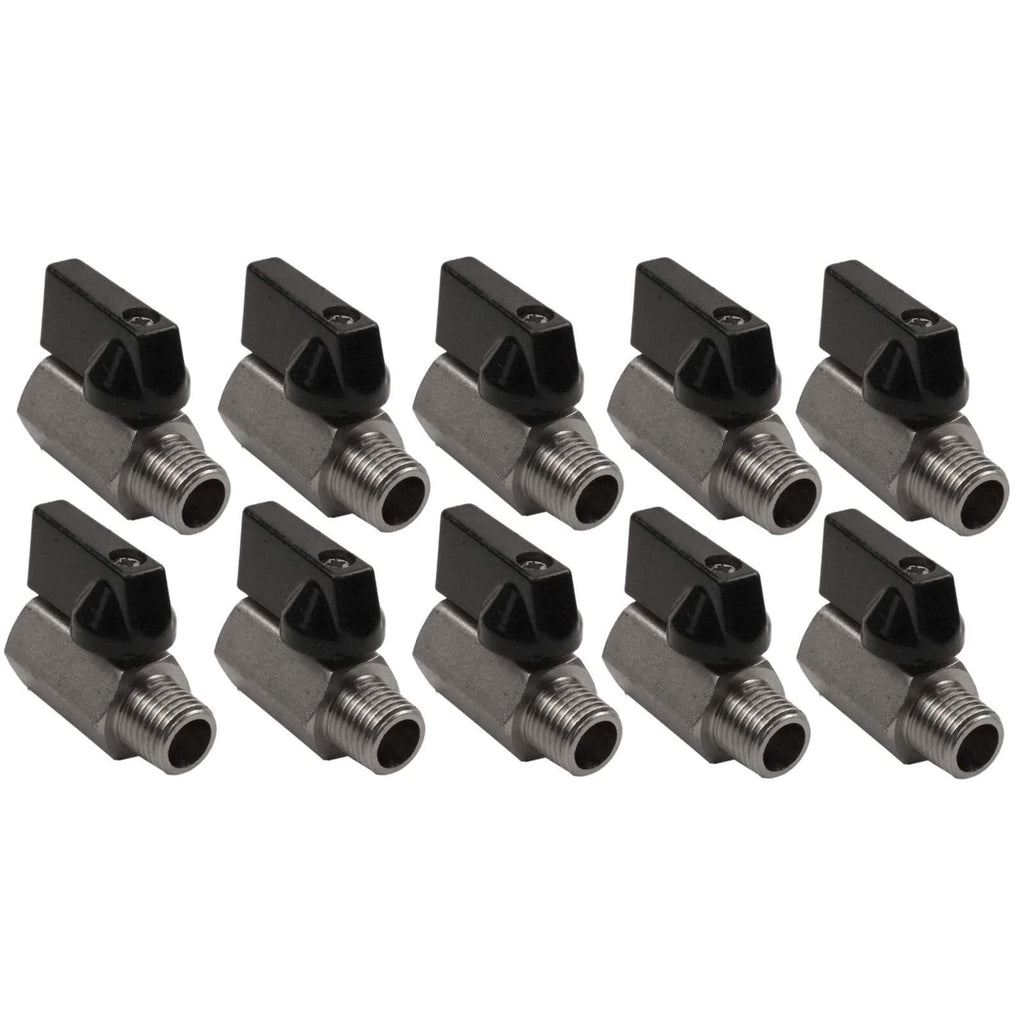 10x Mini 1/4" Male 1/4 Inch Female NPT Brass Ball Shut Off Valve Water Air Fluid