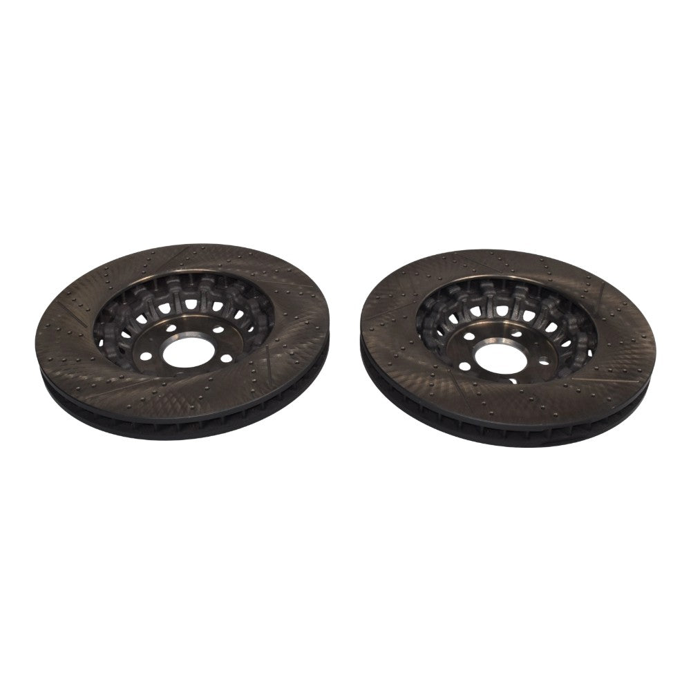 New Pair Set of 2 Front 375mm Drilled Brake Disc Rotors for 2018-2023 Audi RS5
