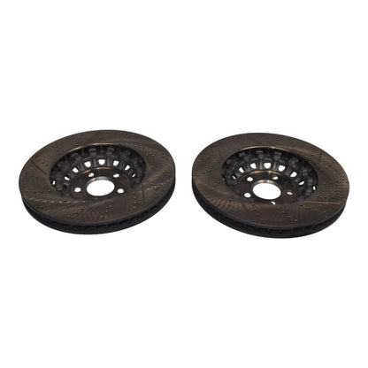 New Pair Set of 2 Front 375mm Drilled Brake Disc Rotors for 2018-2023 Audi RS5