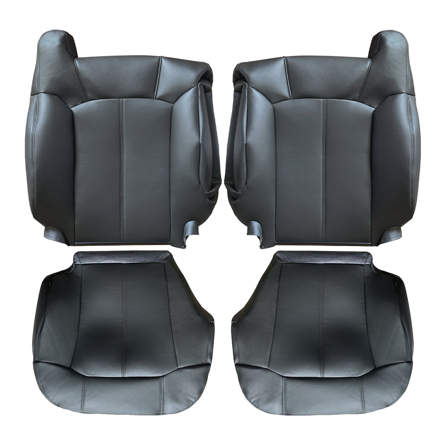 For 1999 2000 2001 2002 Chevy Silverado & GMC Sierra Leather Seat Cover Black