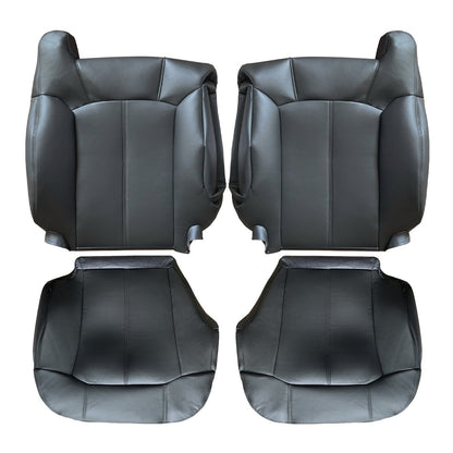 For 1999 2000 2001 2002 Chevy Silverado & GMC Sierra Leather Seat Cover Black