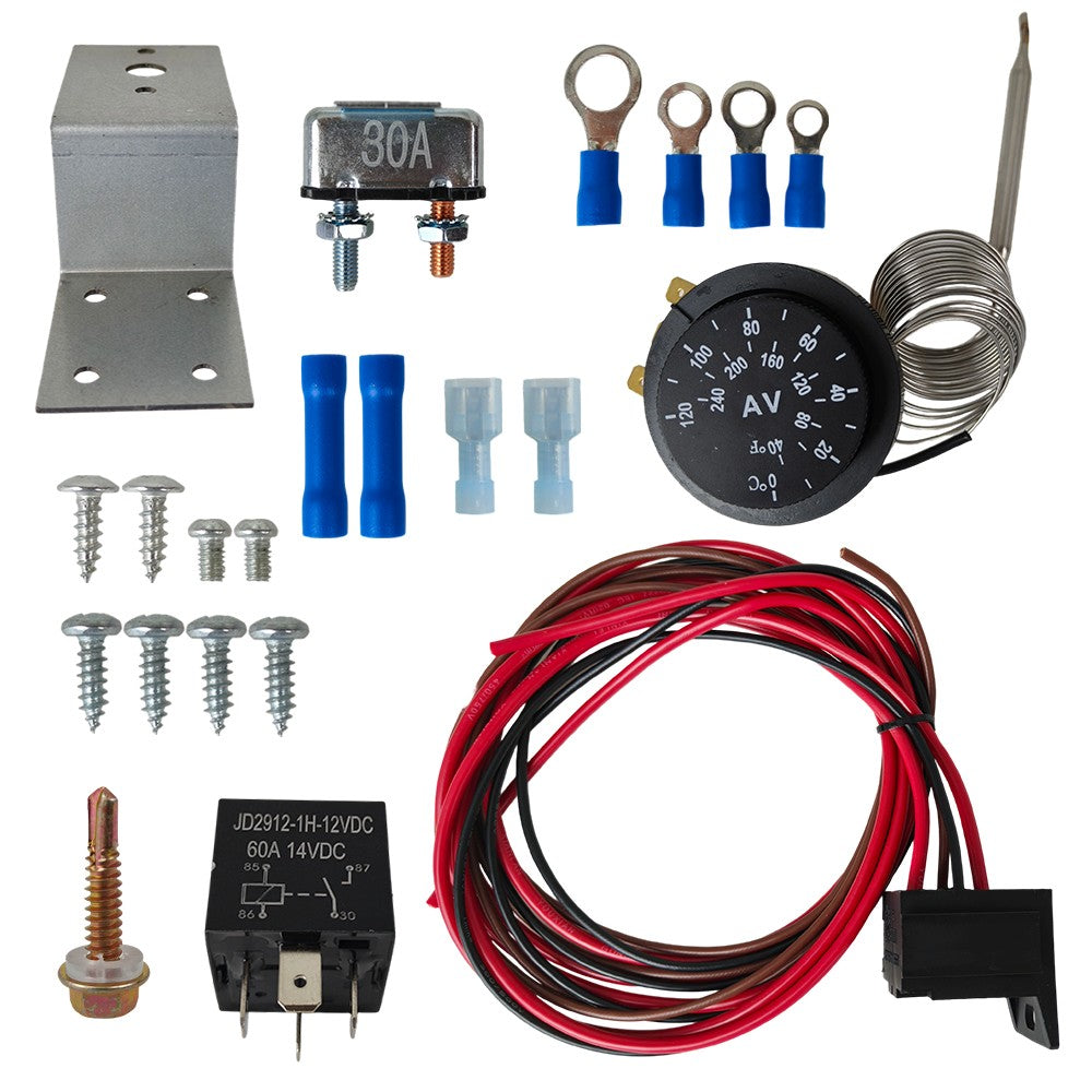 Adjustable 12V Electric Radiator Fan Thermostat 3-Pin Control Relay Wire Kit New