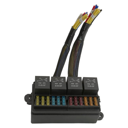 12V Fuse Relay Box 4pcs 4Pin Relays Pre-Wired ATC/ATO Blade for Car Truck Boat