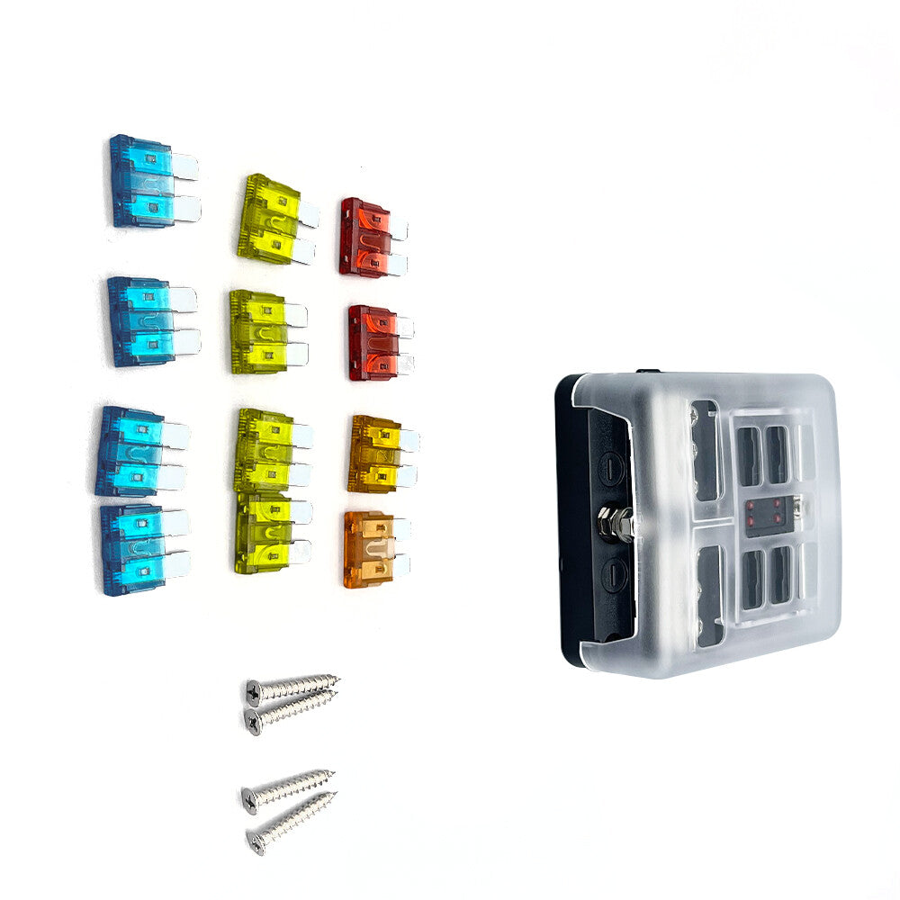 Blade Fuse Box Block Holder 12 24V 6 Way Car Boat Power Distribution Panel