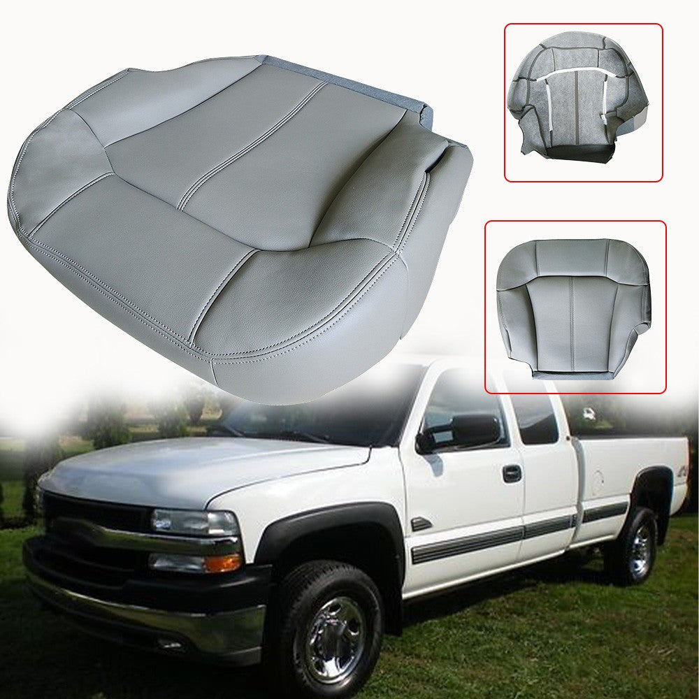 Driver Side Leather Bottom Seat Cover Gray For 1999 2000 2001 2002 GMC Sierra