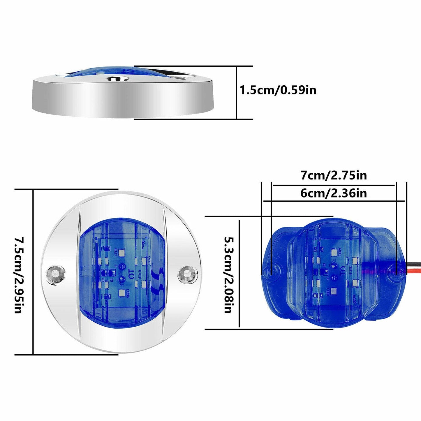 4X Round Marine Boat LED Courtesy For Cabin Deck Stern Navigatioin Light Blue
