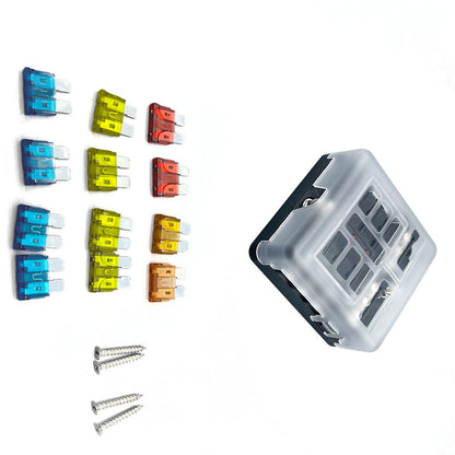 Blade Fuse Box Block Holder 12 24V 6 Way Car Boat Power Distribution Panel
