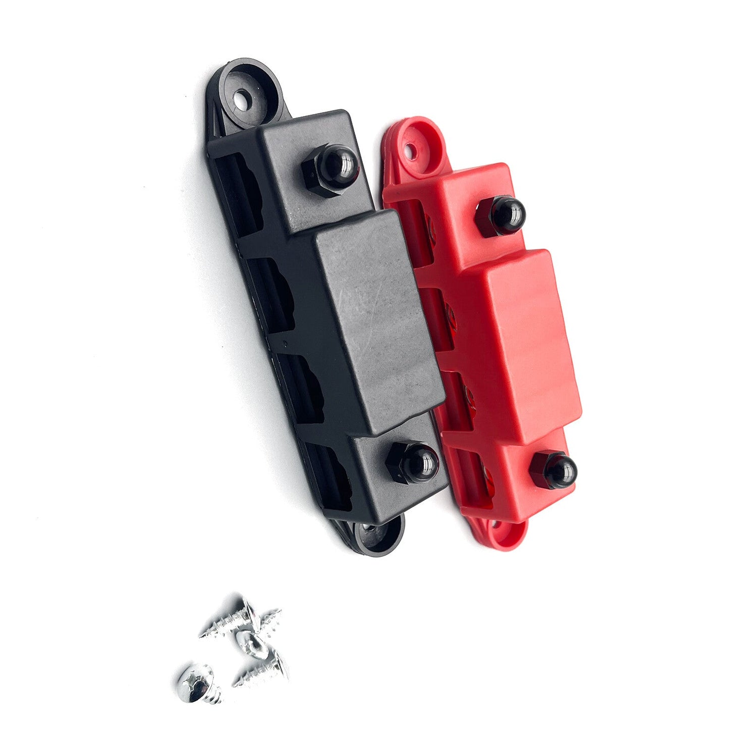 New Red & Black 5/16" 4 Stud Power Distribution Block -BUSBAR- With Cover