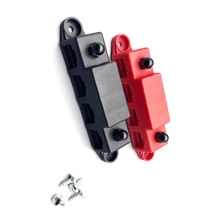 New Red & Black 5/16" 4 Stud Power Distribution Block -BUSBAR- With Cover