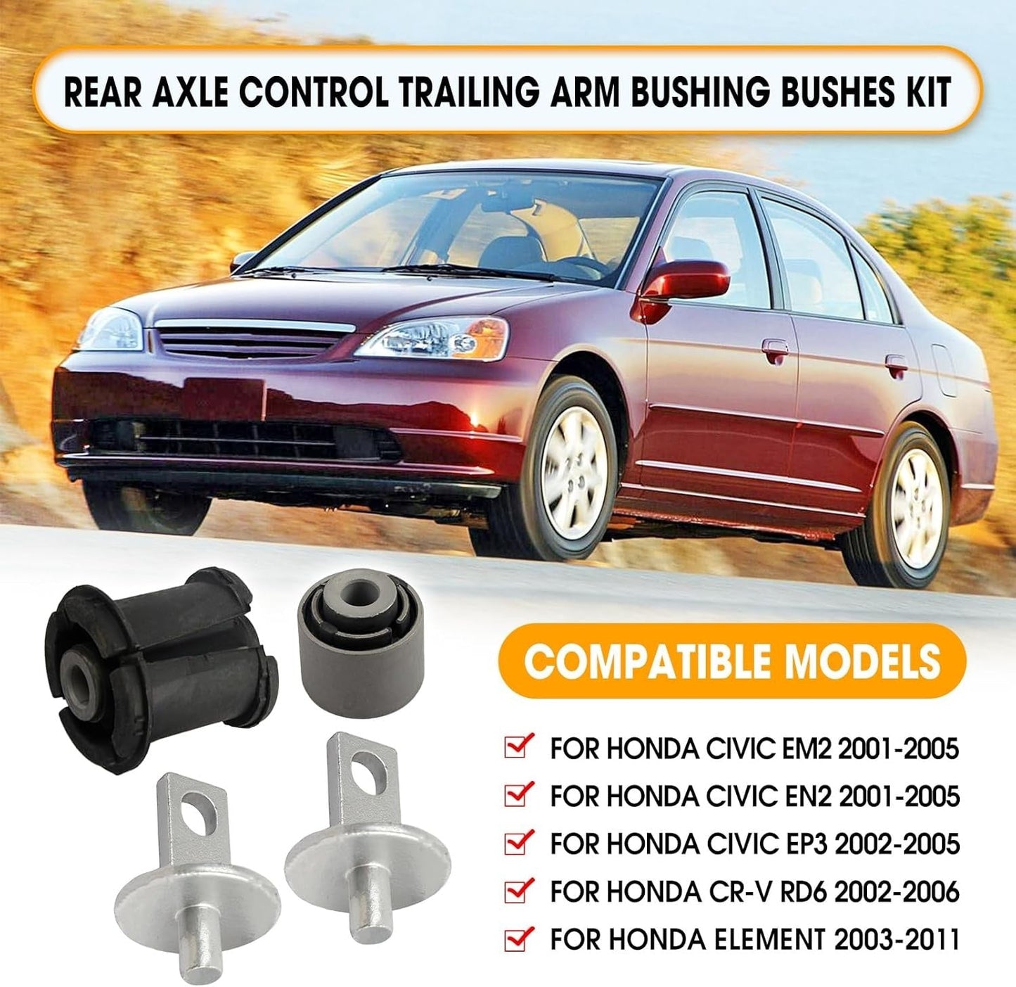 2set New for Honda CR-V CRV 02-06 Rear Control Trailing Arm Axle Bushes Bushings
