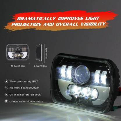 Headlamp Projector Kit High/Low Sealed Beam w/DRL Super Bright 12000lm
