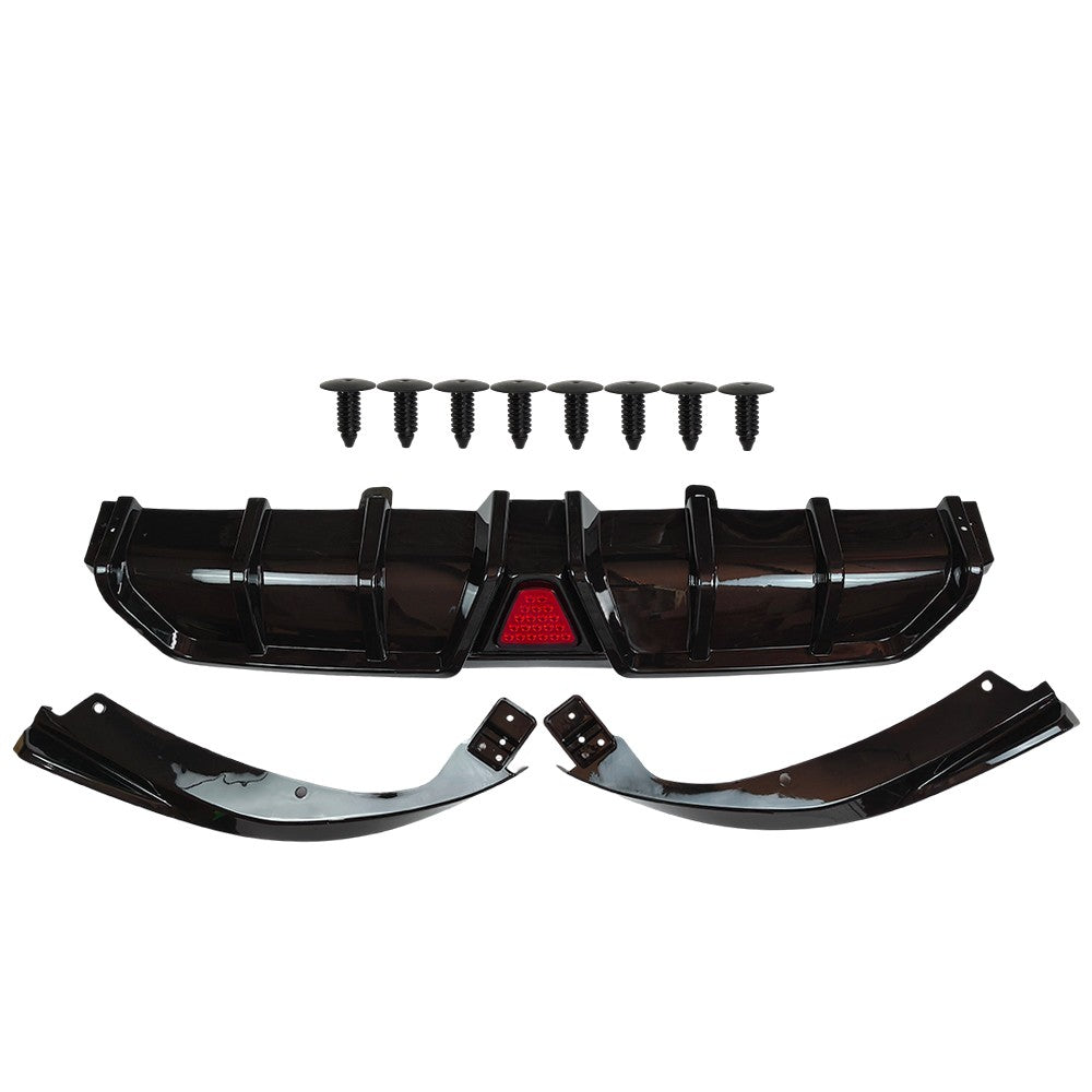 For 2016-21 Civic Sedan  Gloss Black DIffuser Kit W/ LED Light