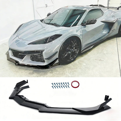 For Corvette C8 Z51 STG 2020-2024 Gloss Black Front Bumper Lip Splitter