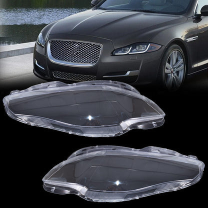 Pair Front Headlamp Headlight Lens Cover Shell Clear For Jaguar XJ XJL 2010-2019
