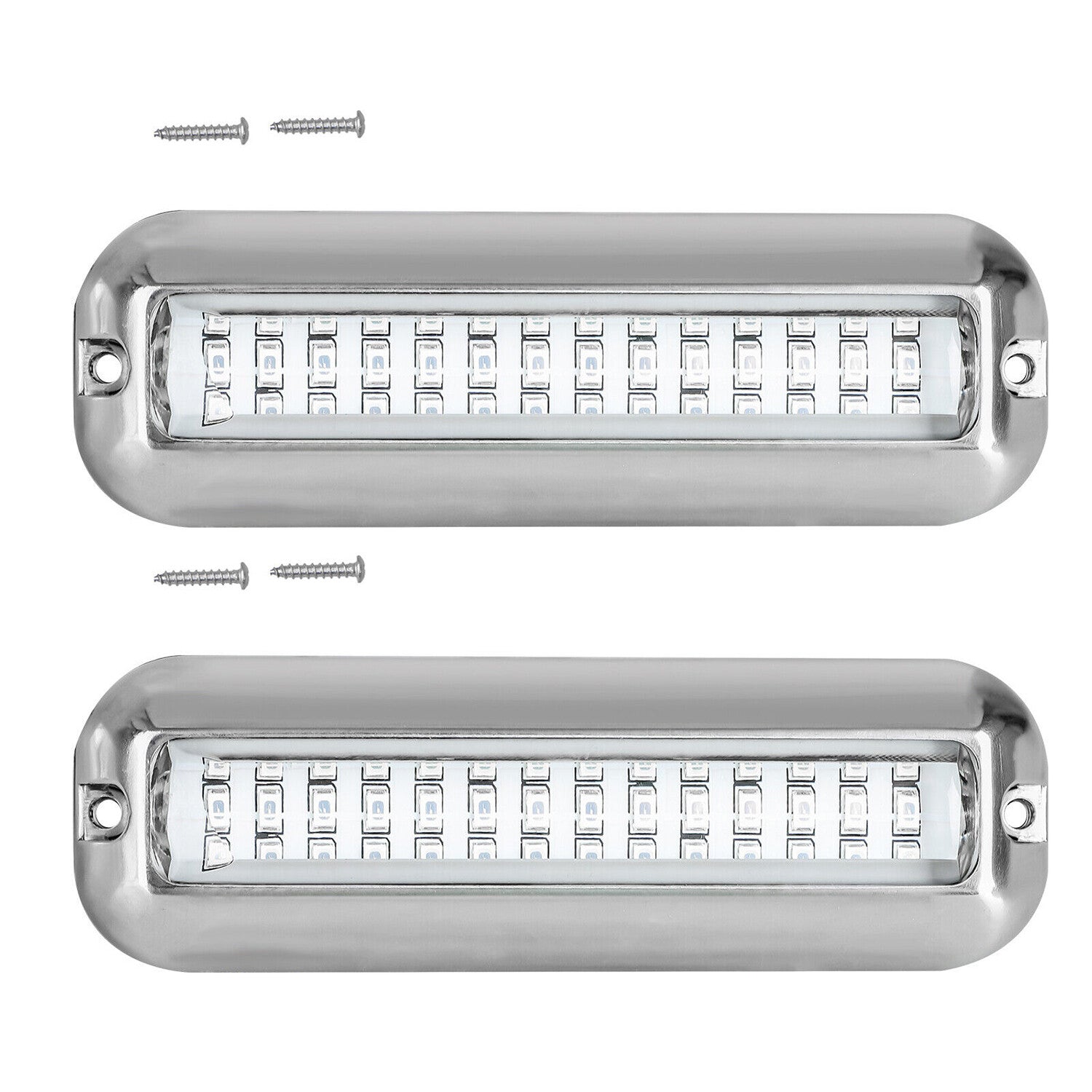 2x 42 LED Blue 316 Stainless Steel Underwater Boat Marine Transom Lights Pontoon