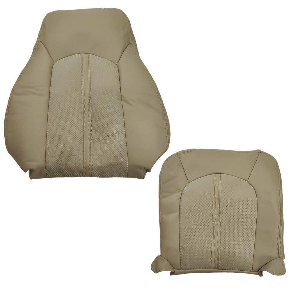 Front Driver Top & Bottom Leather Seat Covers Tan For 2008 - 2013 Cadillac CTS