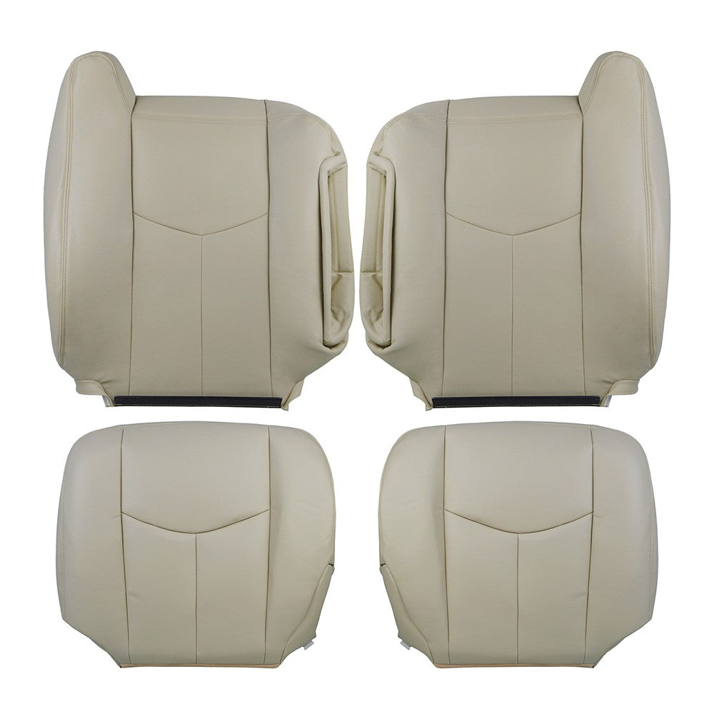 For 2003-2006 Chevy Suburban Driver Passenger Bottom &Top Leather Seat Cover Tan