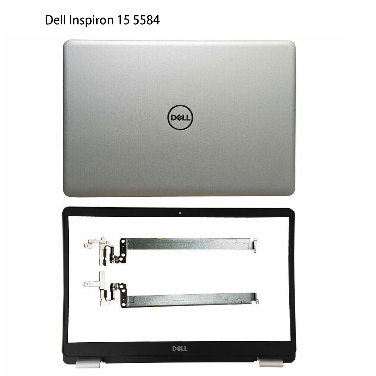 New For Dell Inspiron 15 5584 Top Back Cover 0GYCJR Silver & Front Bezel Hinges