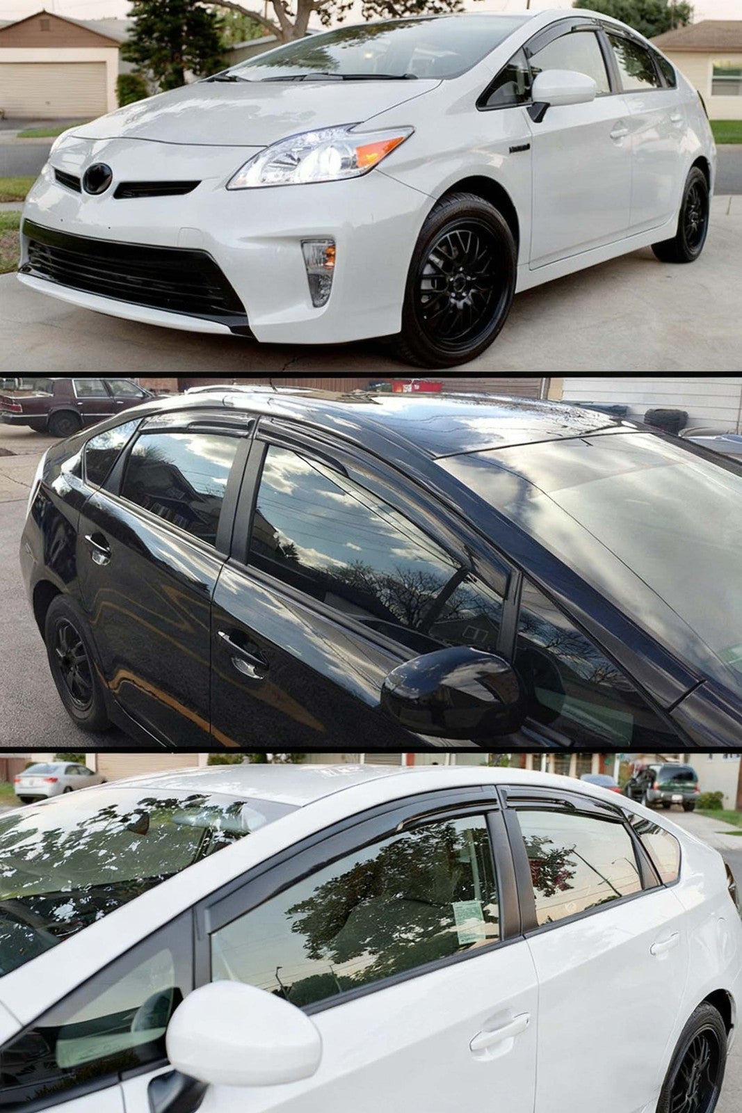 FOR 2010-2015 TOYOTA PRIUS WAVY 3D STYLE SMOKED WINDOW VISOR VENT SHADE US
