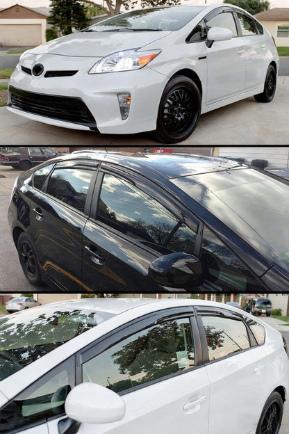 FOR 2010-2015 TOYOTA PRIUS WAVY 3D STYLE SMOKED WINDOW VISOR VENT SHADE US