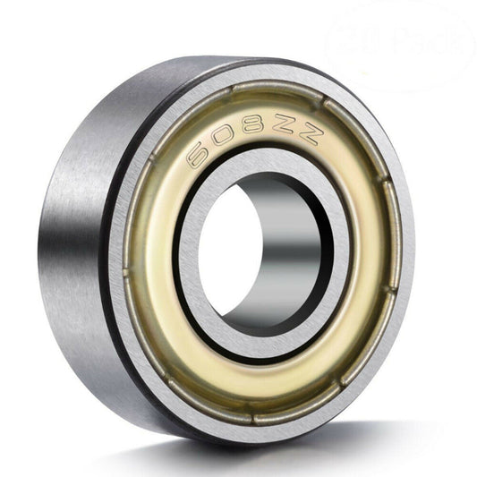 608ZZ Ball Bearing 8x22x7 Dual Shielded Metal Chrome Skateboard 20 QTY