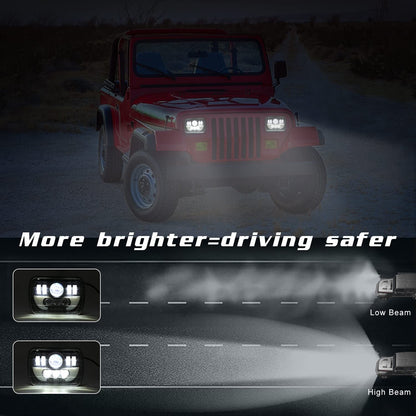 Headlamp Projector Kit High/Low Sealed Beam w/DRL Super Bright 12000lm
