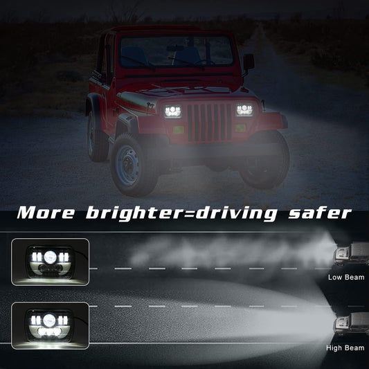 Headlamp Projector Kit High/Low Sealed Beam w/DRL Super Bright 12000lm