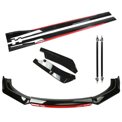 For Nissan Sentra/ Front Bumper Lip Spoiler Body Kit+Side Skirt Glossy Black