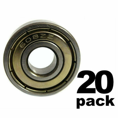 608ZZ Ball Bearing 8x22x7 Dual Shielded Metal Chrome Skateboard 20 QTY