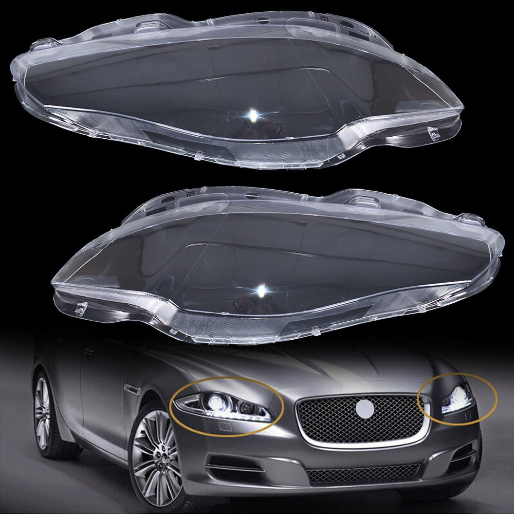 Pair Front Headlamp Headlight Lens Cover Shell Clear For Jaguar XJ XJL 2010-2019