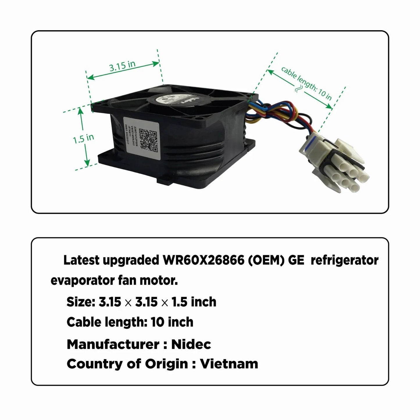 New For GE Refrigerator Evaporator Fan Motor WR60x26866 WR49x25197 239D1412 US