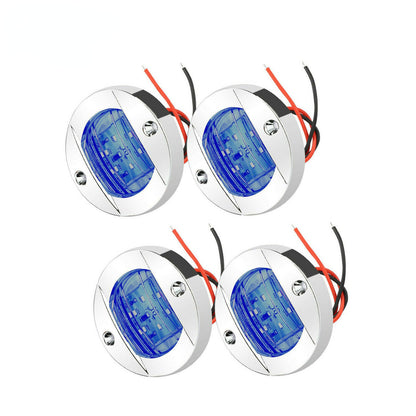 4X Round Marine Boat LED Courtesy For Cabin Deck Stern Navigatioin Light Blue