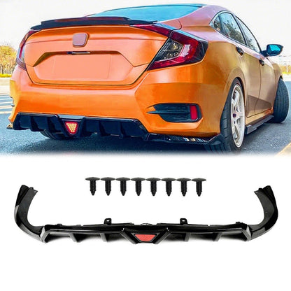 For 2016-21 Civic Sedan  Gloss Black DIffuser Kit W/ LED Light