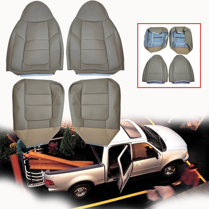 Front Both Side Bottom Top Leather Seat Cover TAN For 2001 Ford F250 F350 Lariat