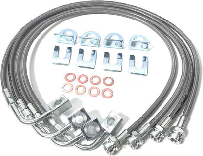 For 07-18 Jeep Wrangler JK 2-6" Lift Front+Rear Extended SS Brake Line Kit 89716