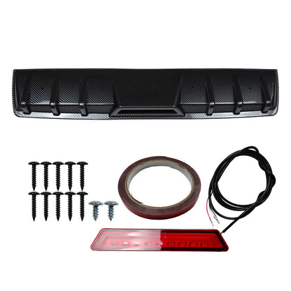 For VW Golf GTI MK6 MK7 Carbon Fiber Rear Bumper Diffuser LED Brake Light
