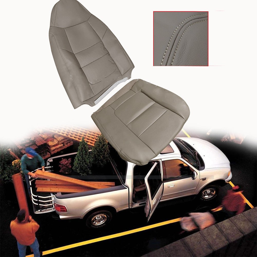 For 2001 Ford F250 F350 F450 Lariat Driver Bottom & Top Leather Seat Covers TAN