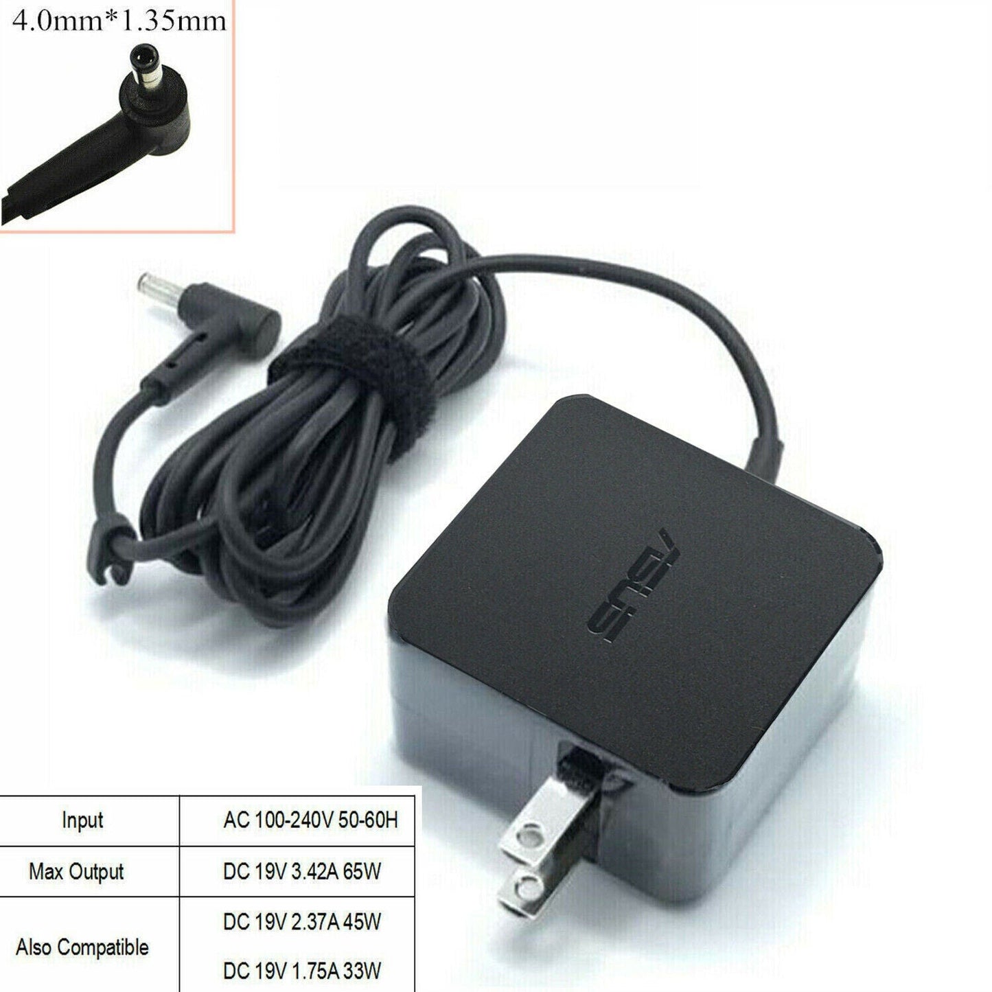 New 4*1.35mm AC Adapter Charger 19V 3.42A For Asus ZenBook 14 Q407IQ Q407I Q407