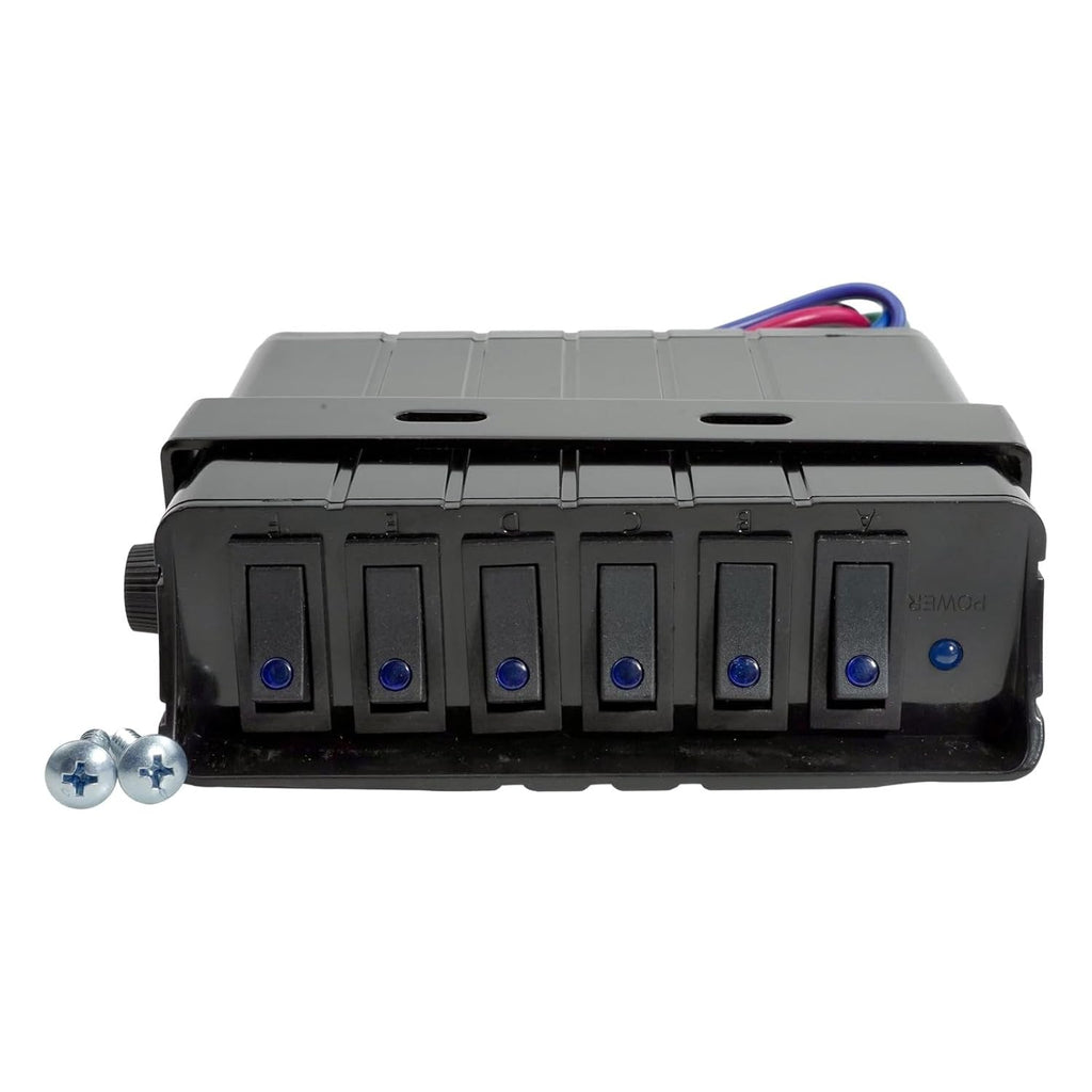 6-Gang 12V Rocker Switch Box 40 Amp Max with SPST On/Off &12 AWG Wires