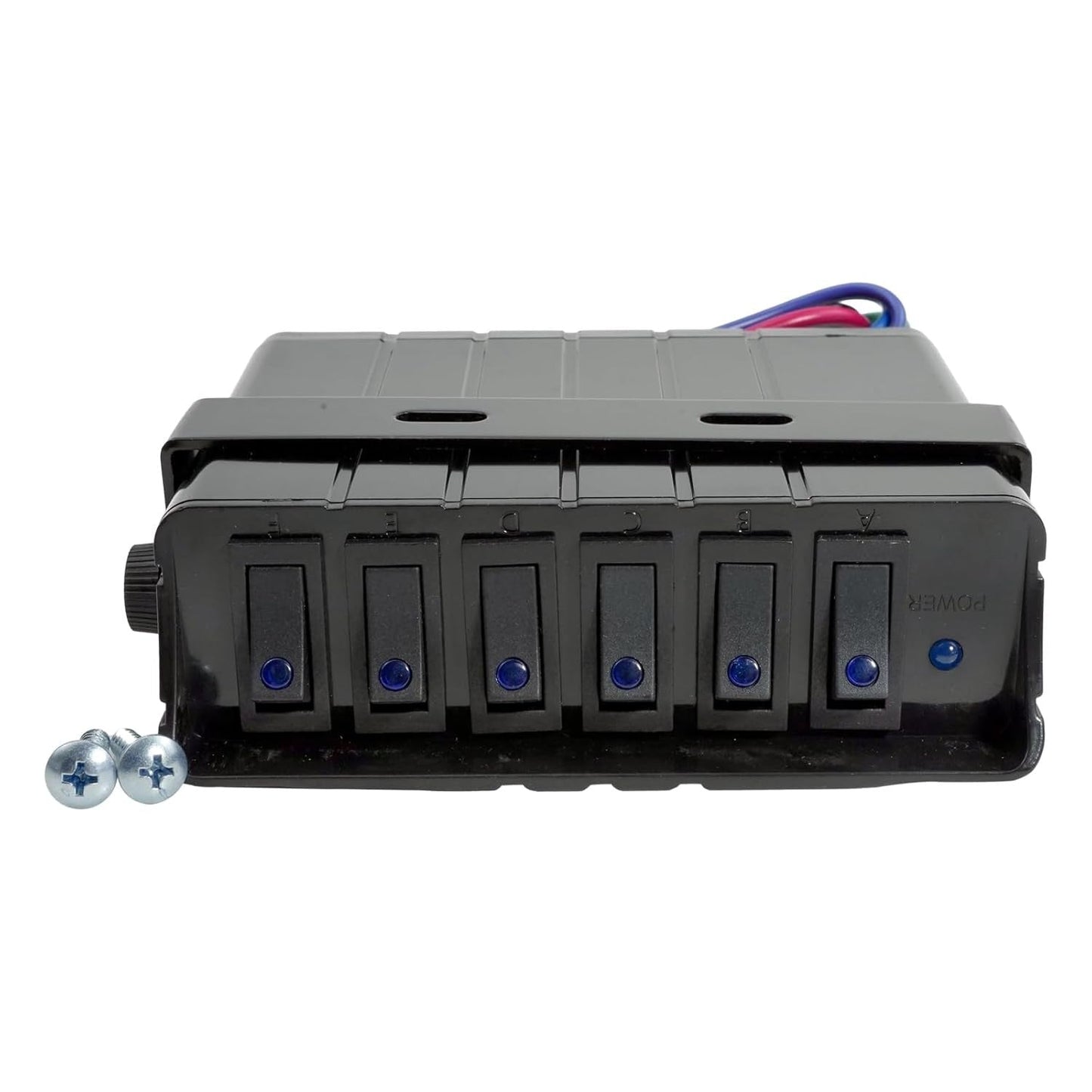 6-Gang 12V Rocker Switch Box 40 Amp Max with SPST On/Off &12 AWG Wires