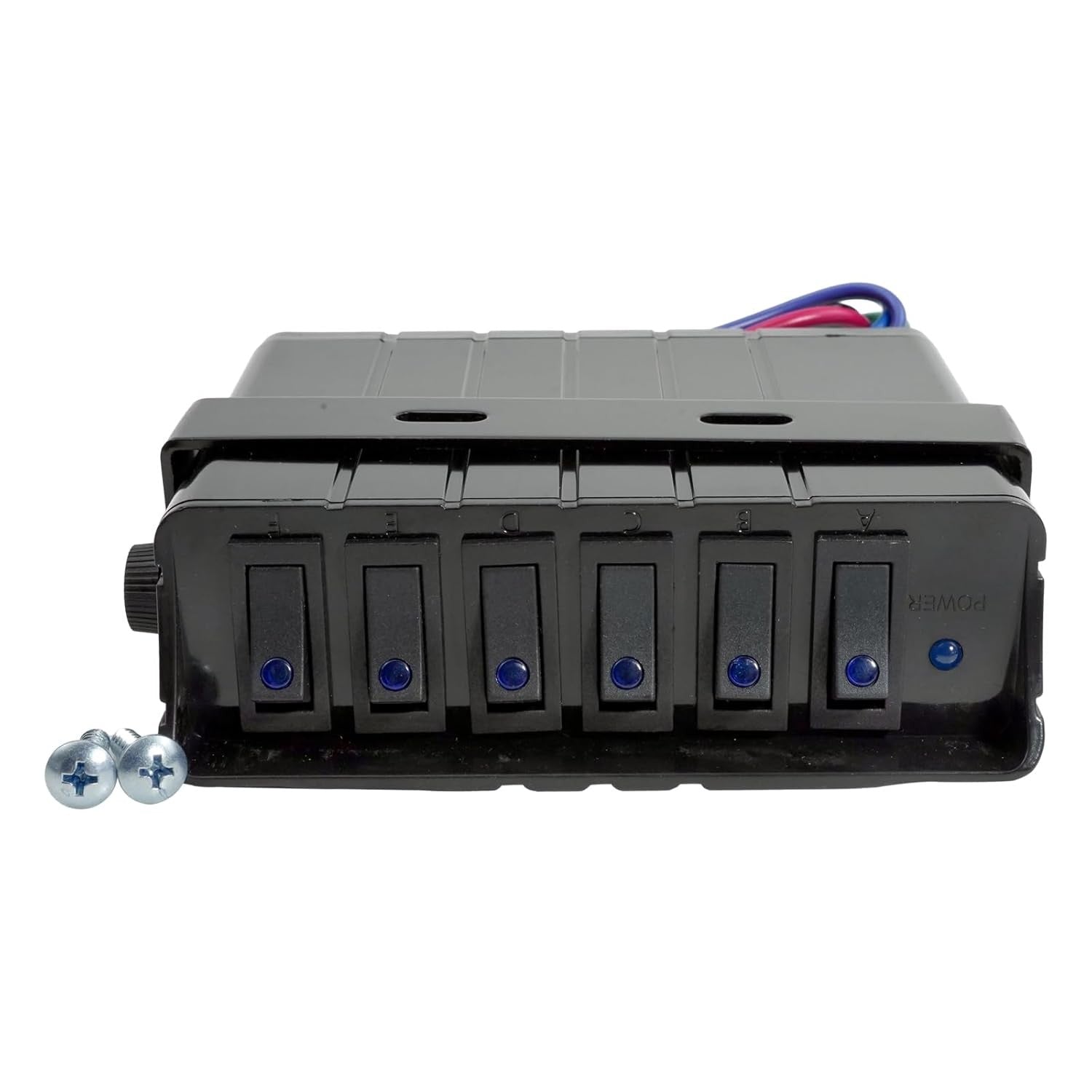 6-Gang 12V Rocker Switch Box 40 Amp Max with SPST On/Off &12 AWG Wires