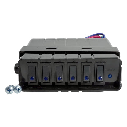 6-Gang 12V Rocker Switch Box 40 Amp Max with SPST On/Off &12 AWG Wires