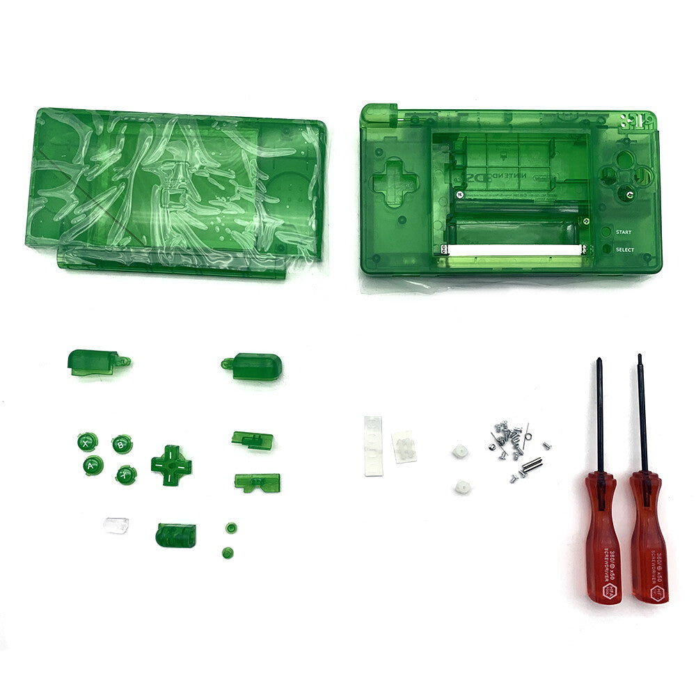 New For Nintendo DS Lite Full Replacement Top & Bottom Housing Shell Clear Green